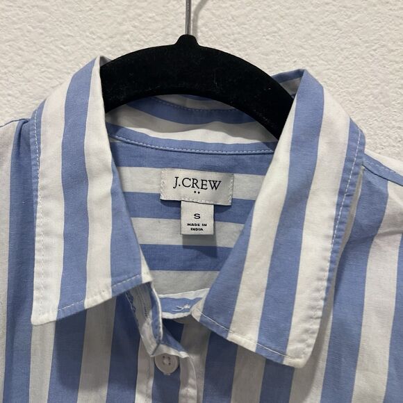 J. Crew Women’s Striped Blue Small Shirt Long Sleeve Button Up Preppy Academia - Picture 2 of 5
